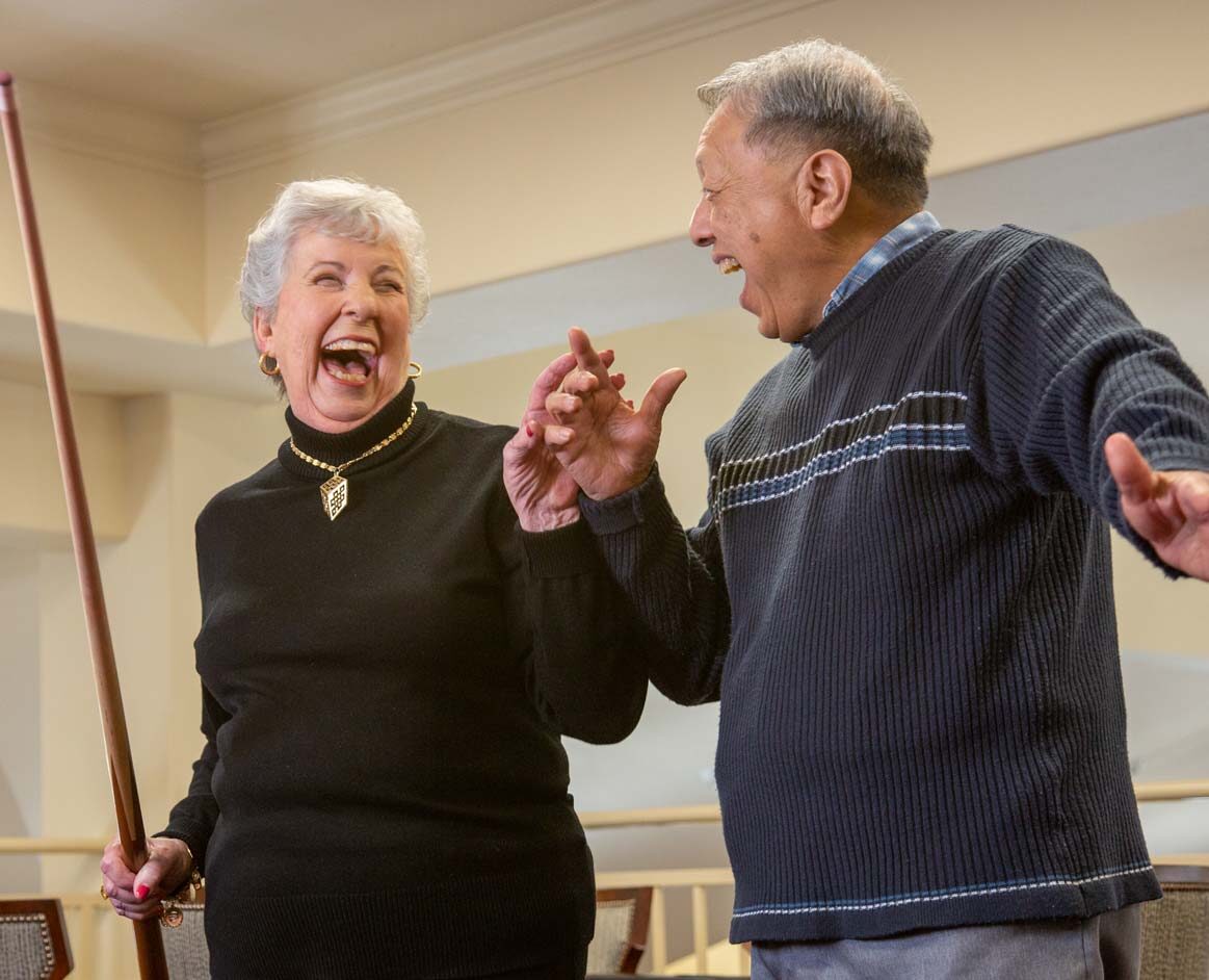 Independent seniors in Roswell playing pool