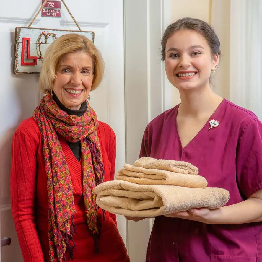 Sanford Estates women given towels to women