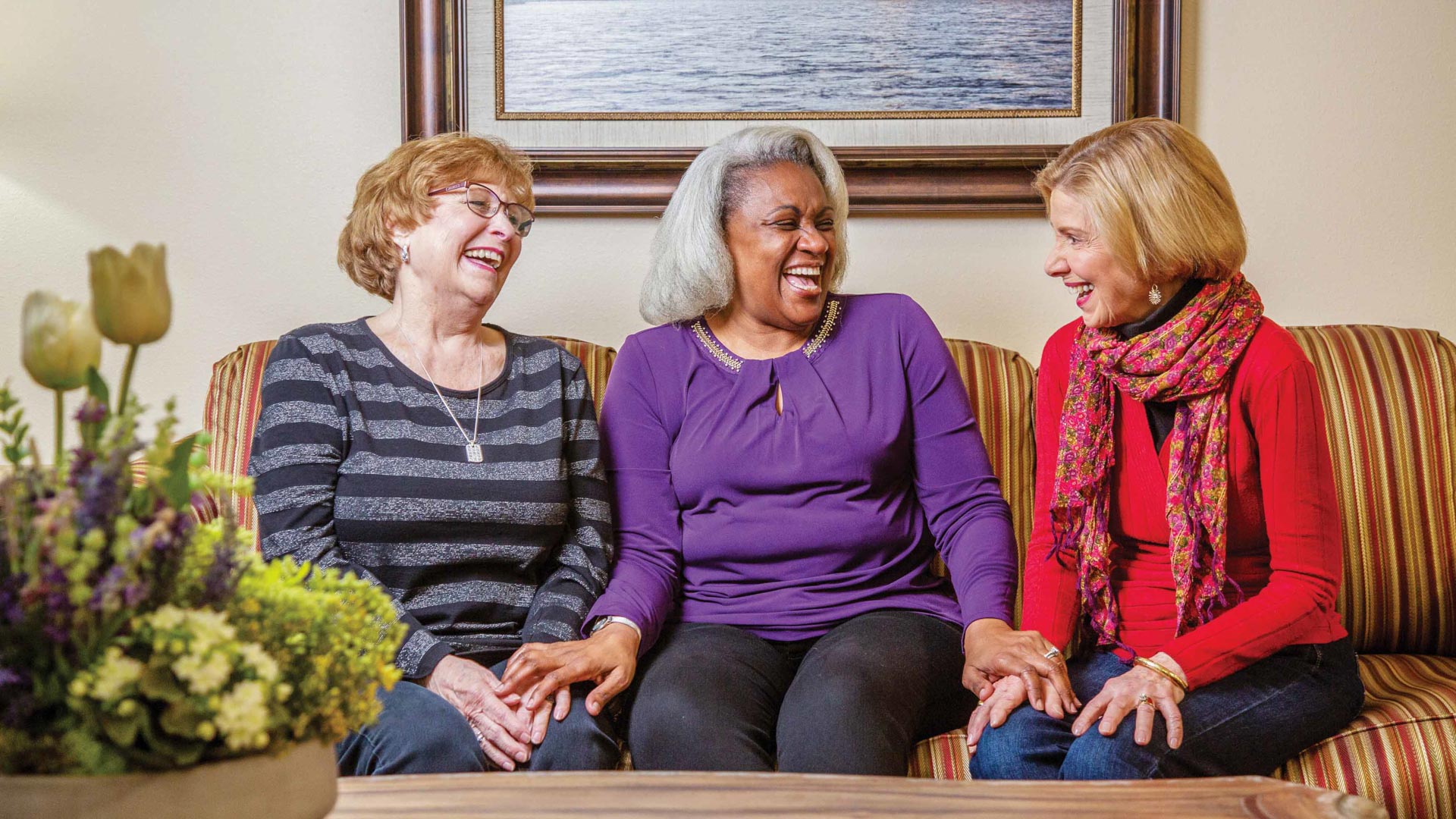 Sanford Estates residents on couch
