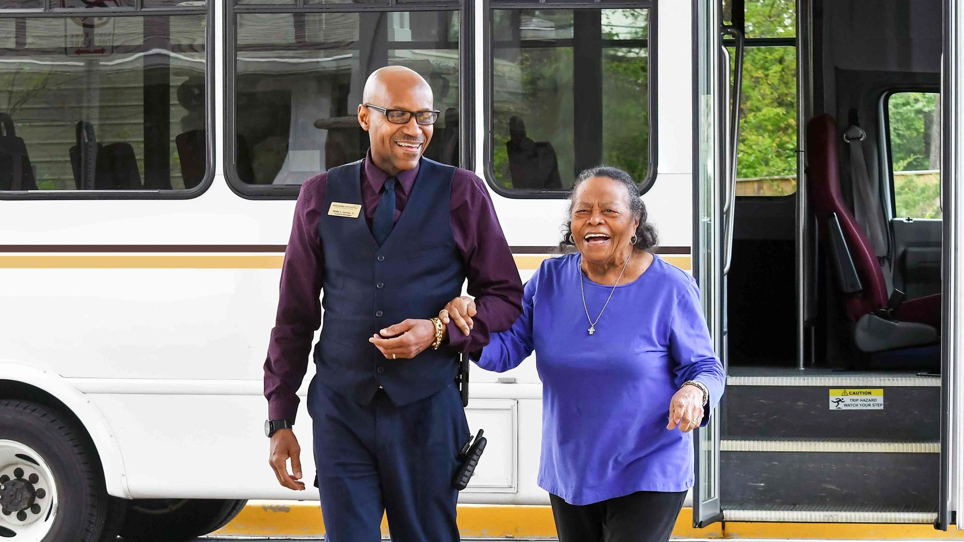 Sanford Estates residents on bus